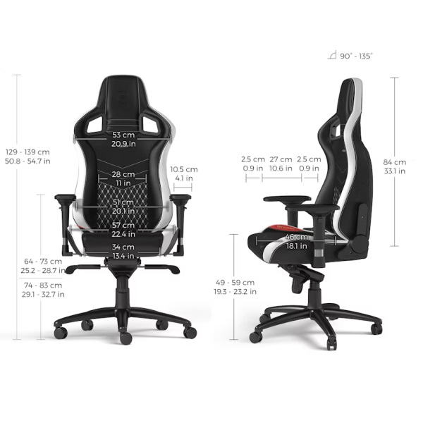 Noblechairs EPIC Real Leather Black/Red/White Noblechairs EPIC Real Leather Black/Red/White